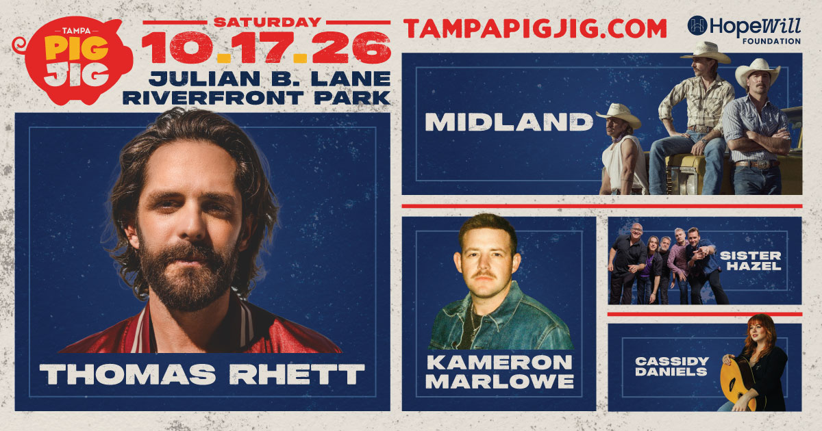 DIAMOND-CERTIFIED COUNTRY SUPERSTAR THOMAS RHETT TO HEADLINE THE 15TH ANNUAL TAMPA PIG JIG MILESTONE EVENT ON OCTOBER 17